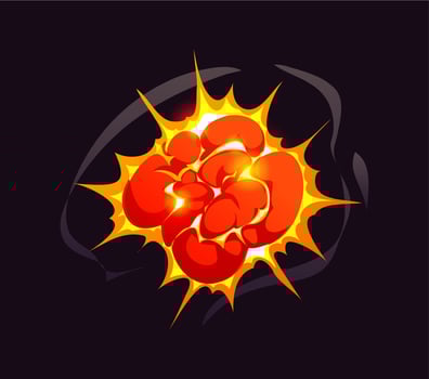 Bomb blast explosion cloud, comic fire and smoke vector