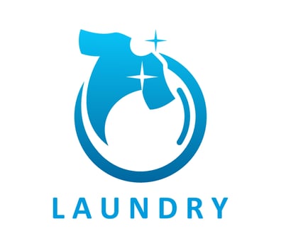 Laundry icon, laundromat wash service, clean shine vector