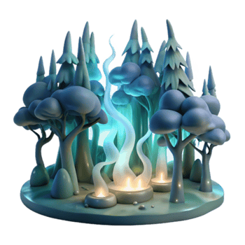 Enchanted Forest Illustration Candles Glow Mystical Trees Winter Wonderland png
