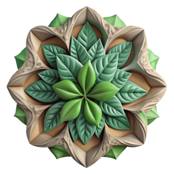 Floral Mandala Illustration Green Leaves Beige Ornament png