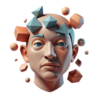Render Abstract Head with Geometric Shapes png