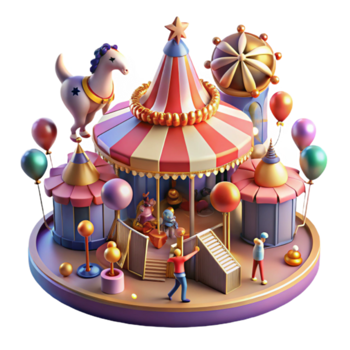 Whimsical Render of a Fairytale Carousel Illustration png
