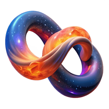 Cosmic Infinity Abstract Render, Intertwined Galaxies and Nebulae Illustration png