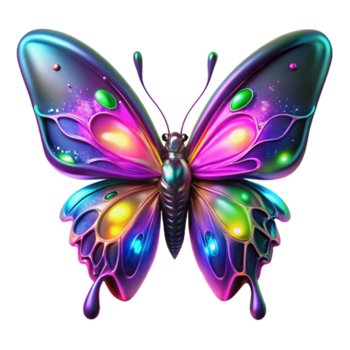 Vibrant Butterfly Illustration Cosmic Wings, Jewel Tones, and Glowing Details png