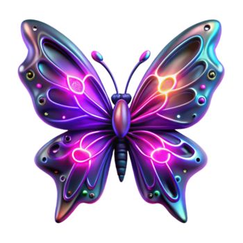 Vibrant Neon Butterfly Illustration png
