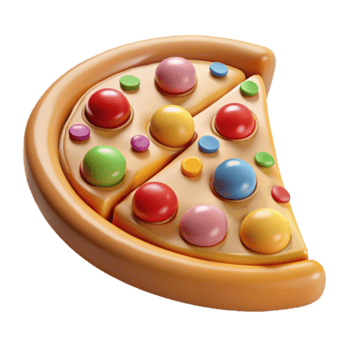 Colorful Render of Pizza Slice with Pop-it Design png