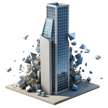 Illustration of Collapsing Skyscraper Building Destruction png