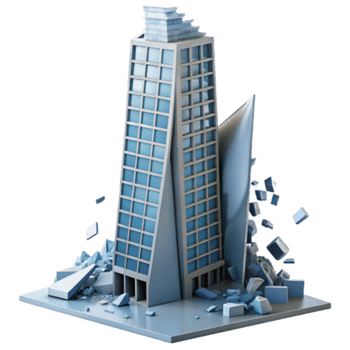 Render of Collapsing Modern Skyscraper Building png