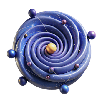 Cosmic Swirl Render Abstract Galaxy Illustration with Planets and Nebula png