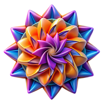 Vibrant Floral Mandala Illustration Swirling Petals in Rainbow Hues png