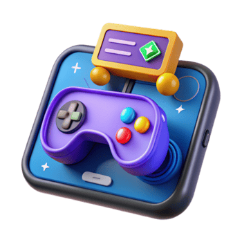 Vibrant Render of Mobile Gaming App Icon Joystick and Scoreboard png