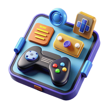 Render of a Gaming App Icon Colorful Game Controller and UI Elements png