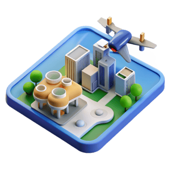 Isometric Cityscape Illustration Delivery Drone Buildings png