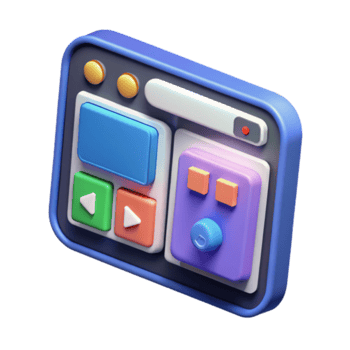 Render of Colorful User Interface Control Panel with Play Buttons png