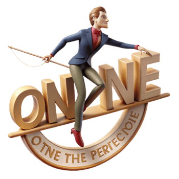 Illustration Online The Perfect Choice, Golden Letters Seesaw, Cartoon Man Riding png