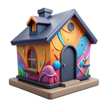Whimsical Render of a Colorful Artistic House png