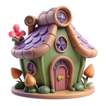 Whimsical Render of a Cute Cartoon Fairy House png