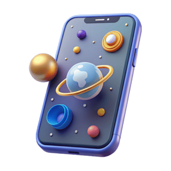 Render of Smartphone Displaying a Vibrant Cosmic Illustration png