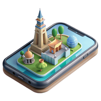 Isometric Illustration of a Cityscape on a Smartphone Screen png