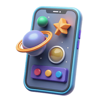 Render of a Smartphone with a Space Theme Illustration png