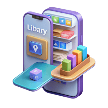 Illustration Mobile Library App Interface Design Books Data Analytics png