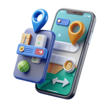 Illustration Mobile App Navigation Interface Design with Location Pins and UI Elements png