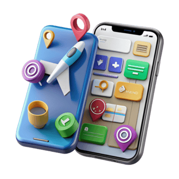 Illustration of Travel App Interface on Smartphones png