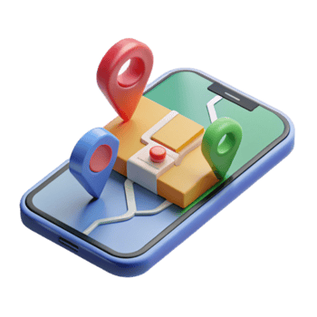 Illustration Mobile Phone Navigation App Colorful Location Pins Map png