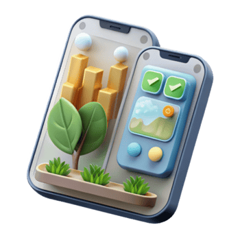 Illustration of Mobile App Interface Showing Growth and Nature png