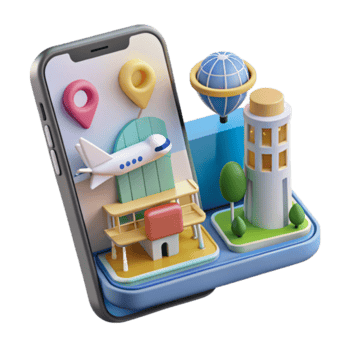 Illustration Travel App Smartphone Airplane Airport Tower Global Navigation png