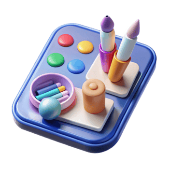 Vibrant Render of Colorful Art Supplies Palette png
