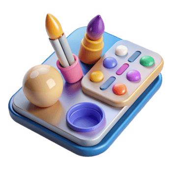 Colorful Makeup Cosmetic Render with Lipstick, Eyeshadow Palette and Powder png