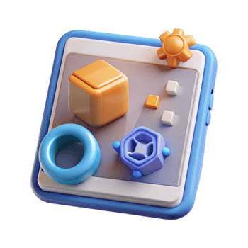 Vibrant Render of Colorful Geometric Shapes on a Tablet Interface png