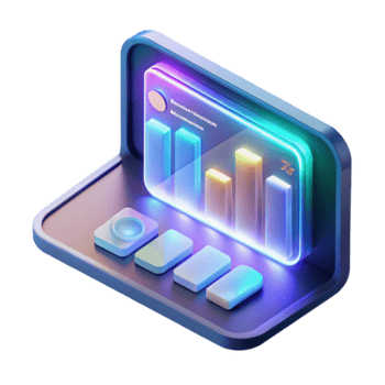 Neon Glowing Illustration of Data Analytics Dashboard png
