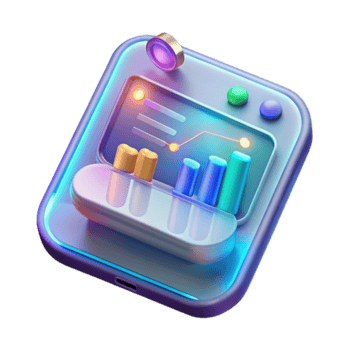 Neon Render of Data Analytics Dashboard App Icon png
