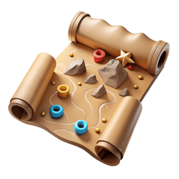 Render of a Treasure Map Scroll Illustration png