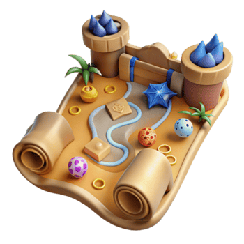 Whimsical Render of a Treasure Map Game Board png
