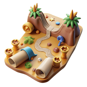 Whimsical Render of a Playful Cartoon Landscape png