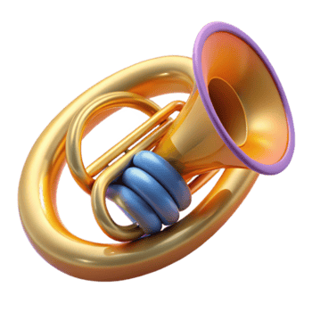 Vibrant Render of a Golden Euphonium png