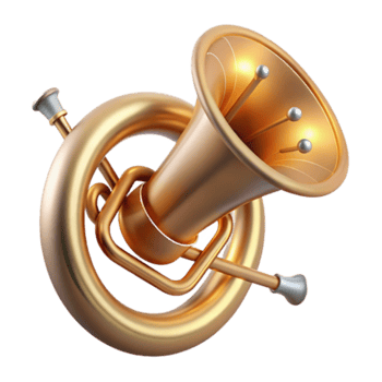 Golden Tuba Illustration A Dynamic Musical Instrument Design png