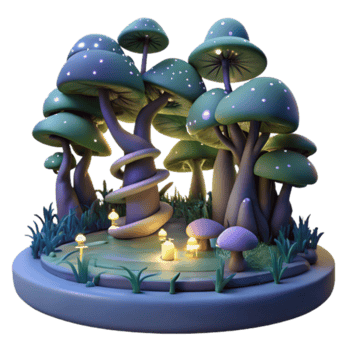 Enchanted Mushroom Forest Illustration Glowing Fungi, Magical Landscape png