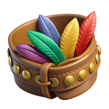 Vibrant Feathers in Leather Cuff Illustration png