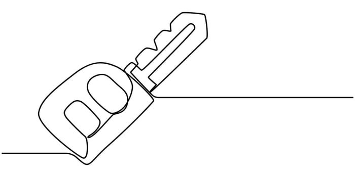 Continuous line key isolated Drawing one. vector