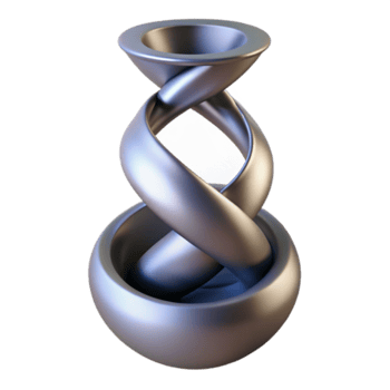 Abstract Twisted Vase Render, Silver Metallic, Modern Design, Elegant Curves, Smooth Surface, Intricate Knot, Concentric Forms, Minimalist Sculpture, Geometric Art, Illustration, Digital Art png