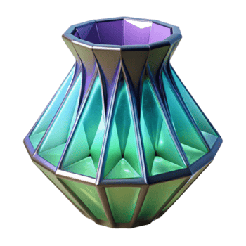 Iridescent Render of a Faceted Glass Vase png