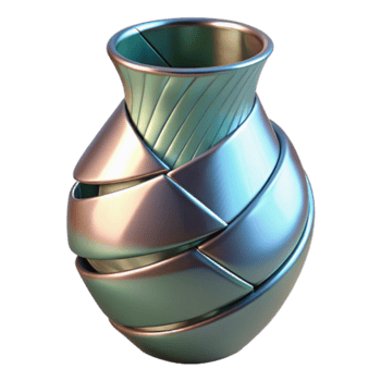 Abstract Render of a Metallic Vase with Geometric Design png