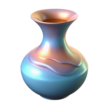 Iridescent Render of a Ceramic Vase, Abstract Home Decor Illustration png