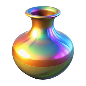 Iridescent Render of a Ceramic Vase png