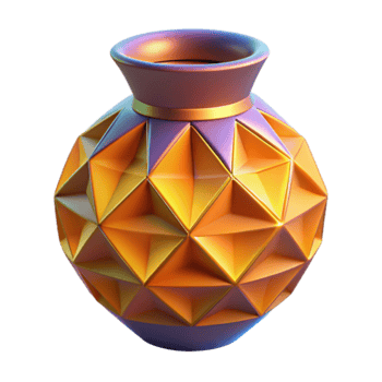 Golden Geometric Vase Render Illustration png