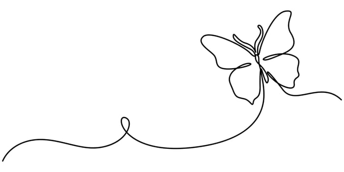 Flying Butterfly in One continuous line drawing vector